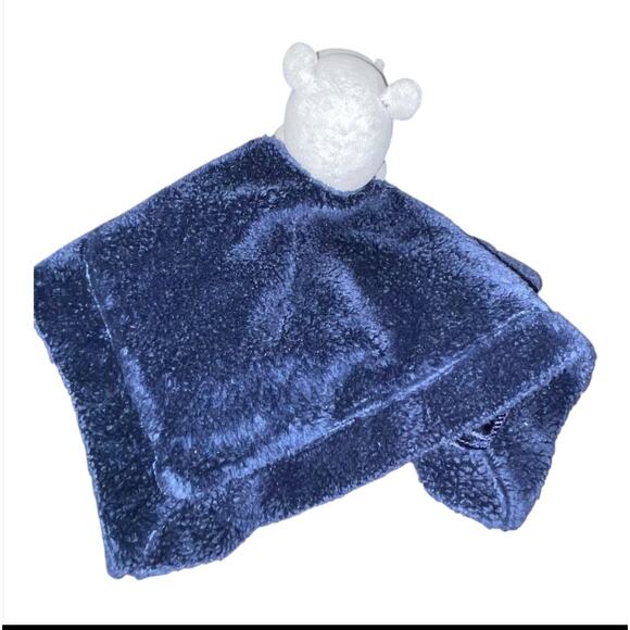 Carters Hippo Lovey Security Blanket Navy Gray Rattle Satin Lined Plush Baby Toy - Picture 4 of 10